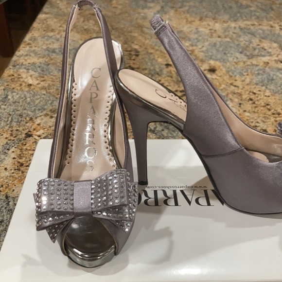 Caparros platform heels.Style s9018 Betsey. The color is slate satin, size 5.5 - Picture 3 of 5